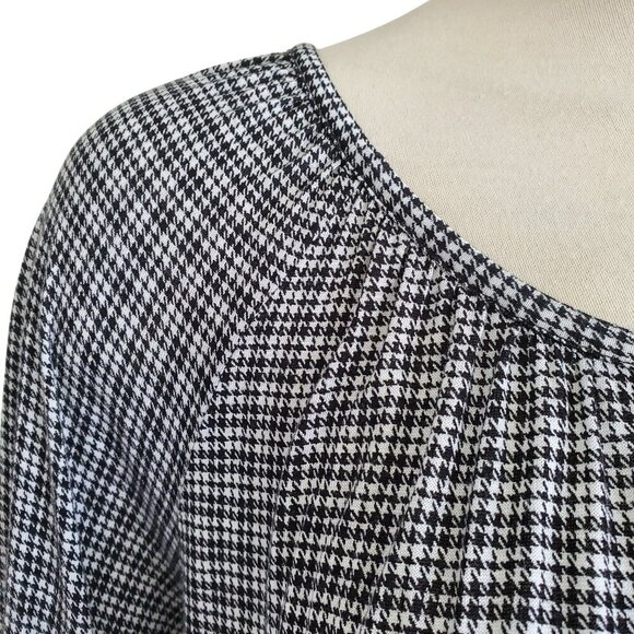 Michael Kors Houndstooth Print Elastic Waist Blouson Peasant Top S - Picture 4 of 16